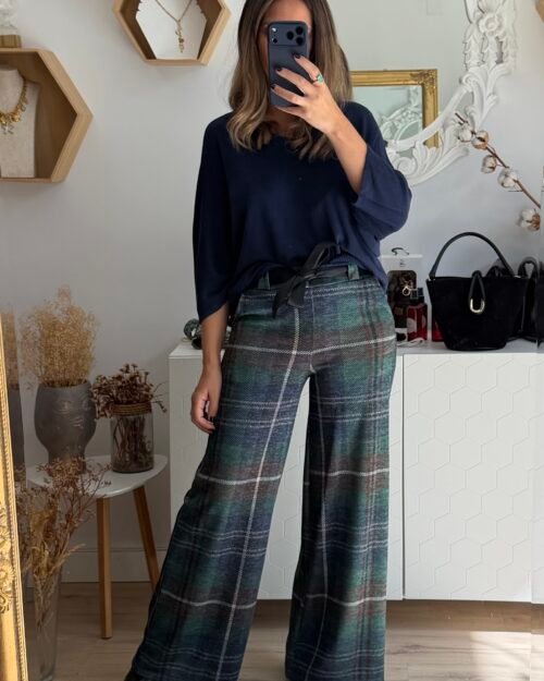 Pantalón Leticia verde y azul