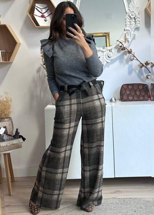 Pantalón Leticia verde y topo