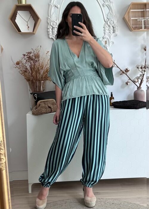 Pantalón satinado rayas