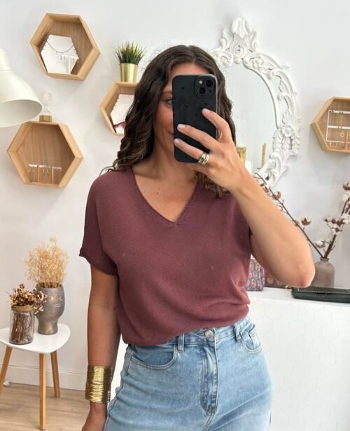 Camiseta Punto rosa oscuro