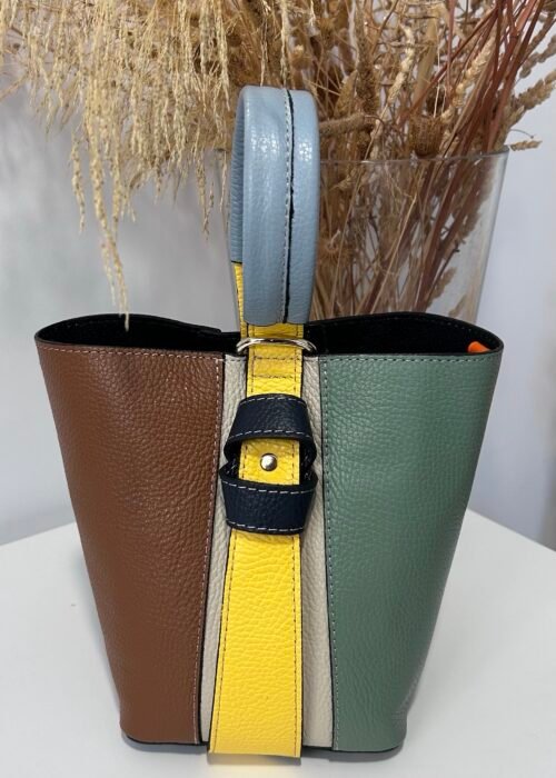 Bolso Anastasia verde y camel