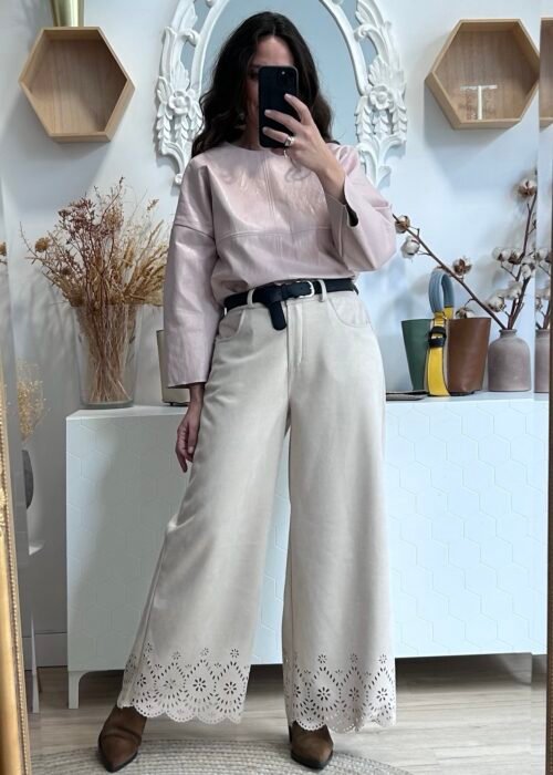 Pantalón antelina greca