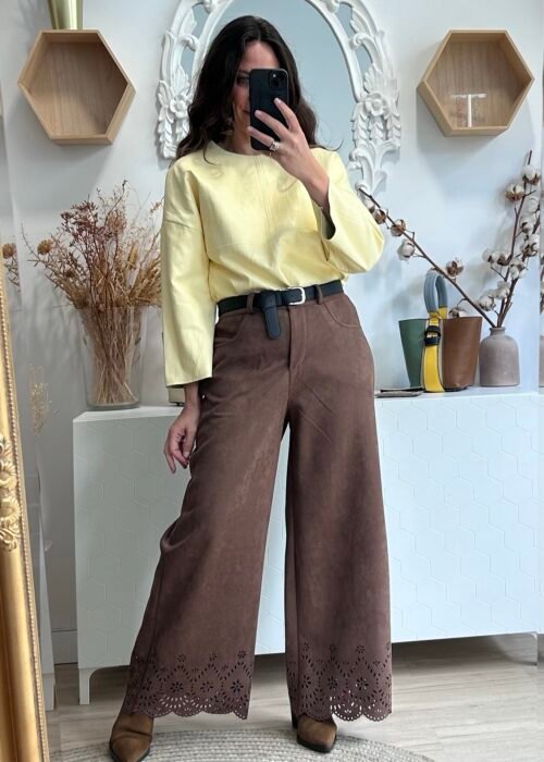 Pantalón antelina greca