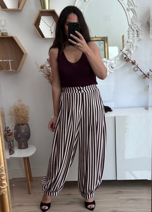 Pantalón globo rayas